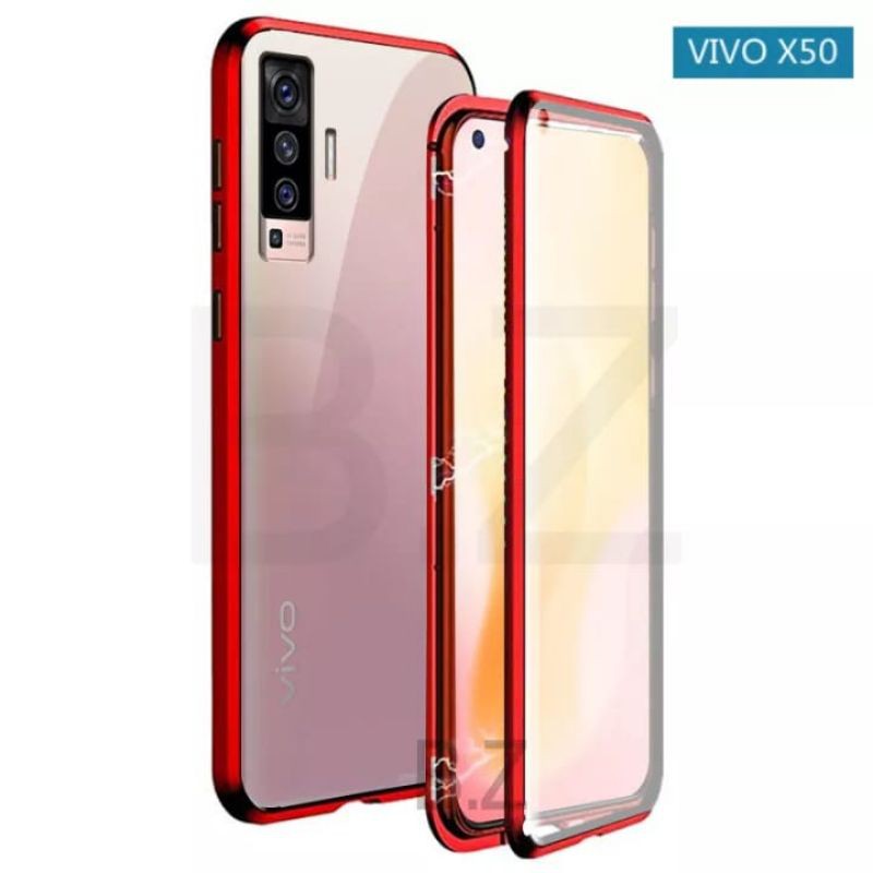 GLASS DEPAN VIVO X50 / X60 / X70 PRO MAGNETIC CASE MAGNET DOUBLE KACA HARDCASE