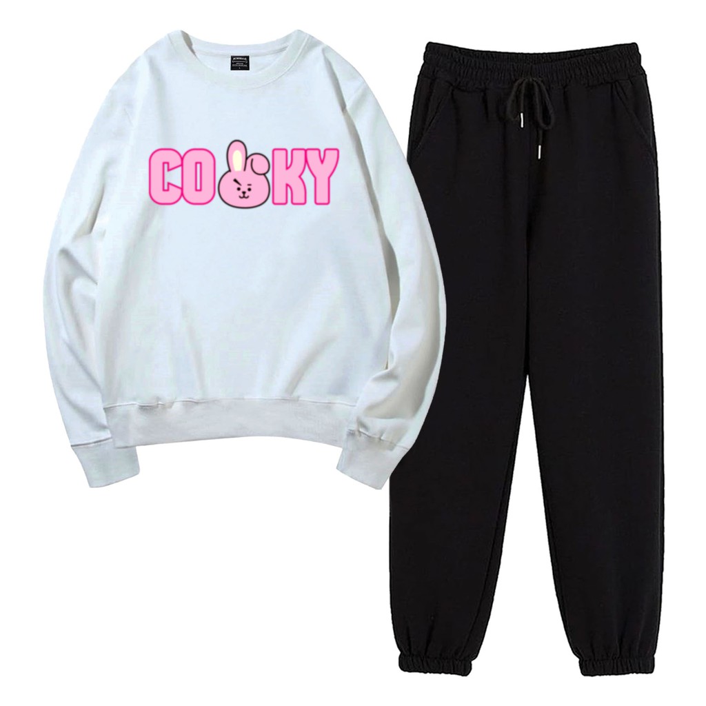 BESS - Baju Setelan Wanita Murah / Setelan Sweater + Jogger Hitam - CUKY FONT