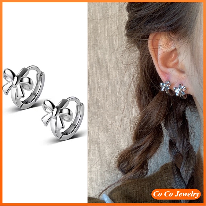 Coco Anting Tusuk Silver Wanita Desain Pita Gaya Hip Hop Korea