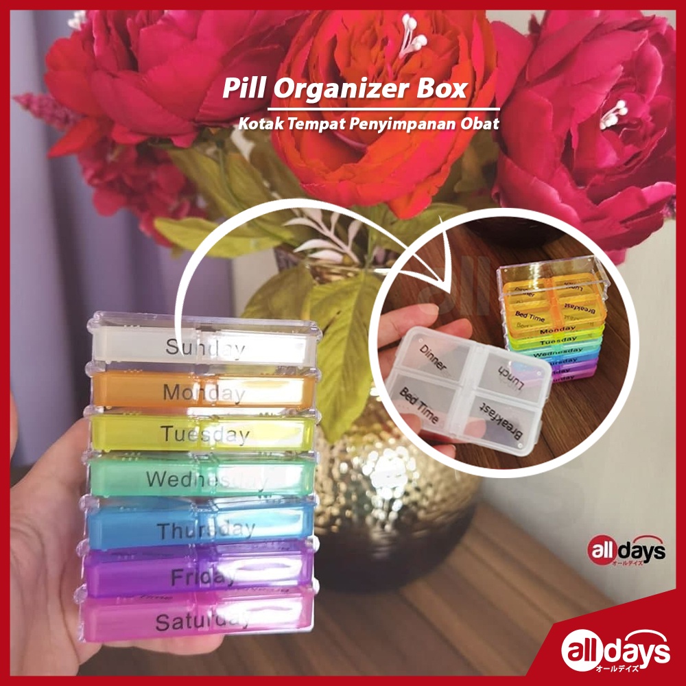 Alldays - Pill Organizer Box/Kotak Tempat Penyimpanan Obat Mingguan/Medicine Tablet Storage