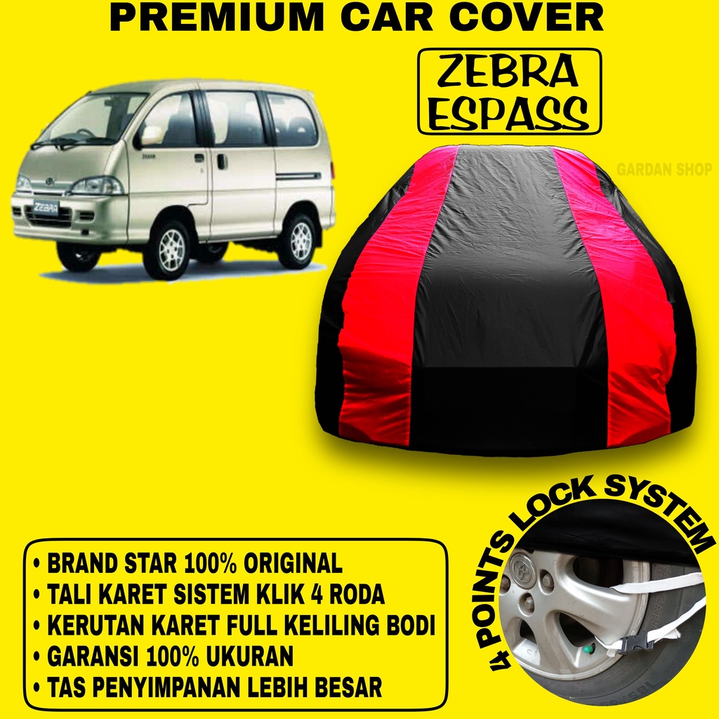 Body Cover ZEBRA ESPASS Sarung Strip MERAH Penutup Pelindung Bodi Mobil Minibus Zebra Espass PREMIUM