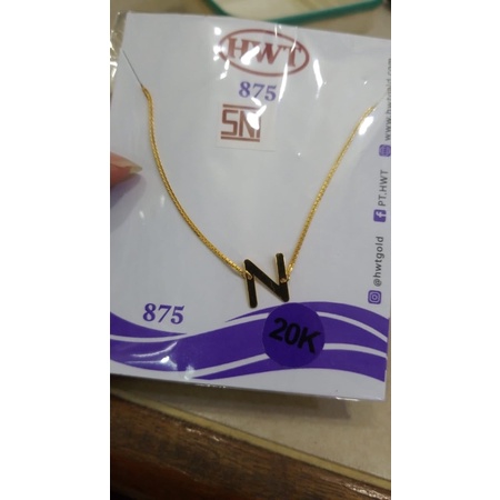 gelang serut huruf n dan s bisa request huruf emas asli kadar 875