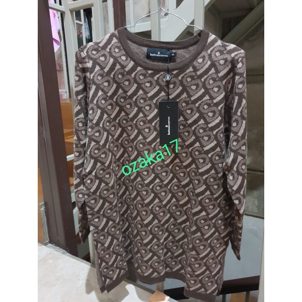 Bimu knit top Cocoa  size S monogram benangjarum, the bimu voile square ,signature monogram  buttons