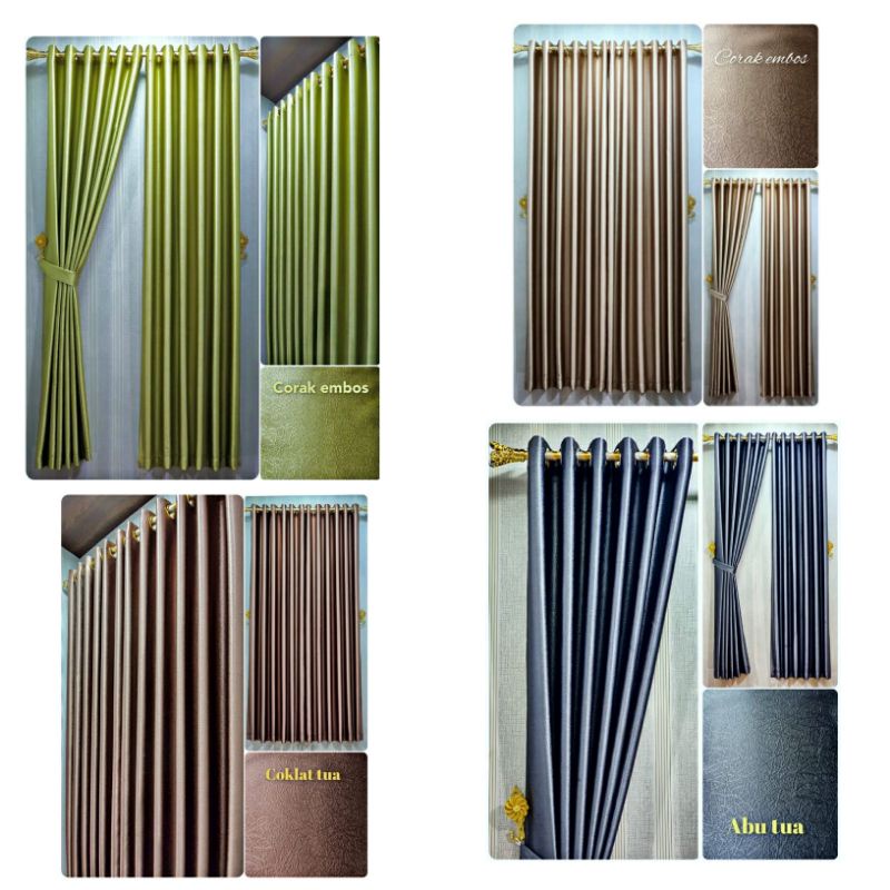 Gorden jendela Blackout polos grade premium model smokering 12 lubang tinggi 150cm - 220cm hordeng t