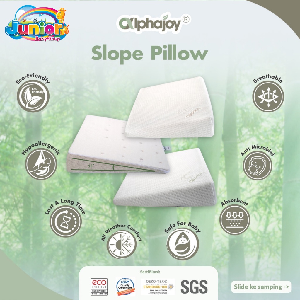 Alphajoy Slope Baby Wedge Organic Cotton Latex Pillow