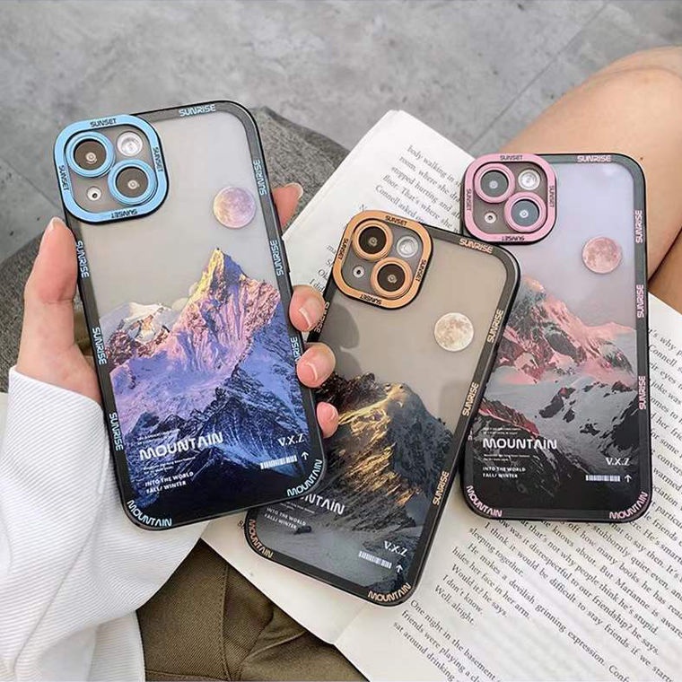 Soft Case Transparan Desain Gunung Untuk IPhone 13 13pro 12promaxSE2 2020 / 11 Pro MAX / 6S / 7 / 8 Plus / XR