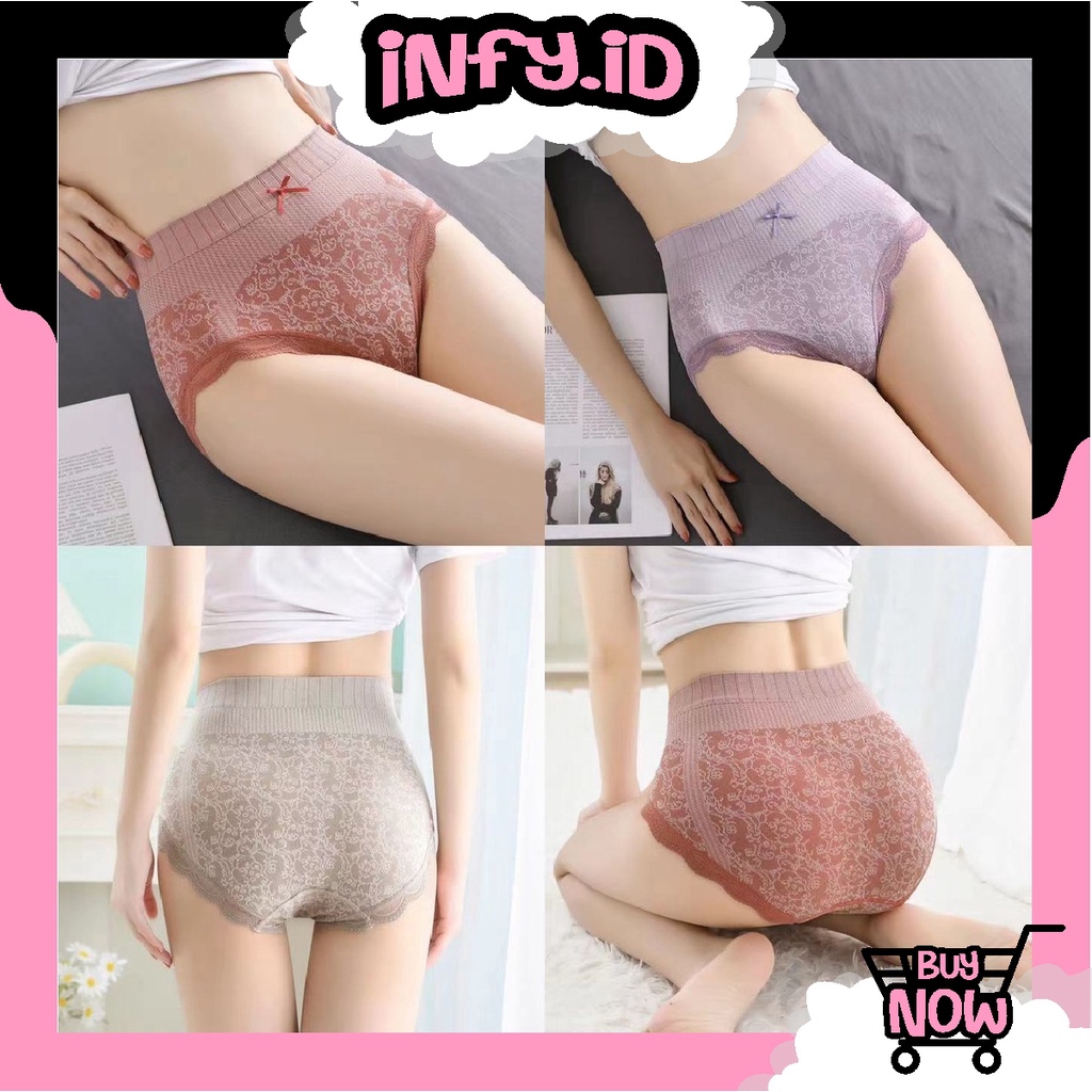 INFY - B081 Celana Dalam Sutra Wanita import/CD/celana dalam briefs seamless high waist elastis wanita perempuan