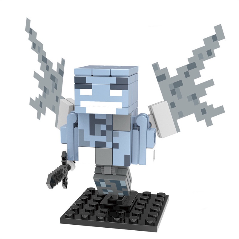 1pc / set Mainan Balok Bangunan Karakter Minecraft Phantom Strider Polar Bear Agent Vex Cat Dolphin Untuk Anak Laki-Laki