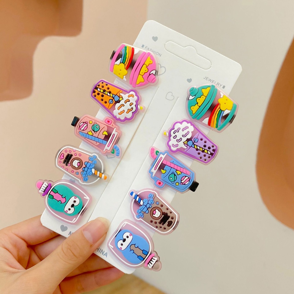 10PCS JEPIT RAMBUT ANAK / JEPITAN RAMBUT ANAK MOTIF KARAKTER KARTUN-JPT - BOBA