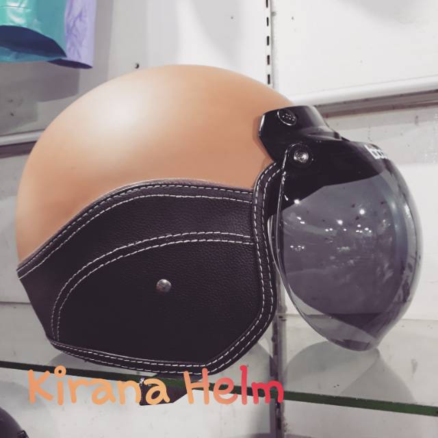 Helm Bogo Semi Kulit Coklat Doff