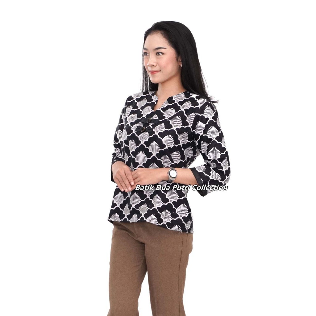 Atasan Batik Wanita Blouse Batik Lengan 7/8 dan Lengan Pendek Bahan Katun Sisik Iwak By Batik Dua Putri Collection