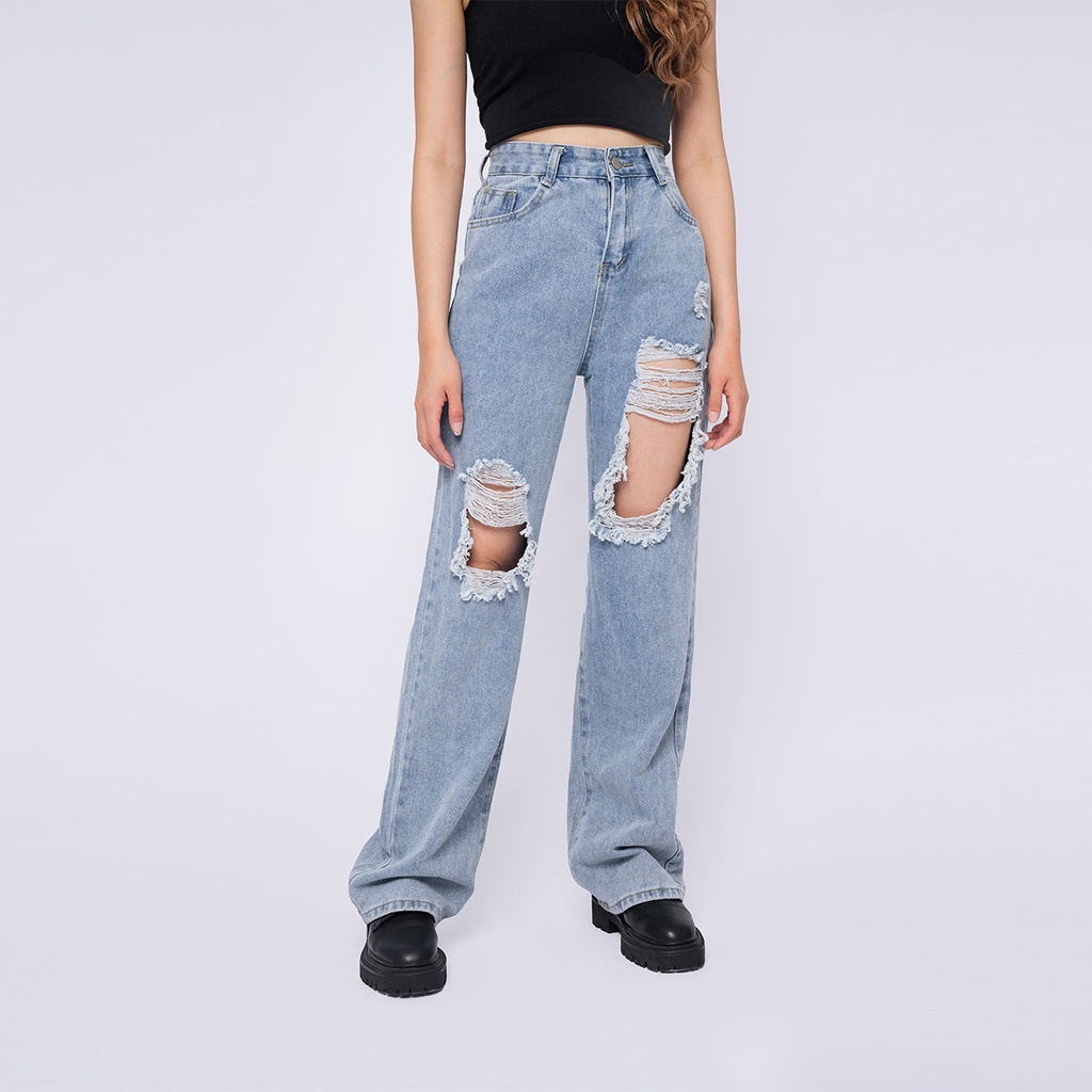 VIERLIN - Jeans 2502 - HIGHWAIST BAGGY RIPPED JEANS