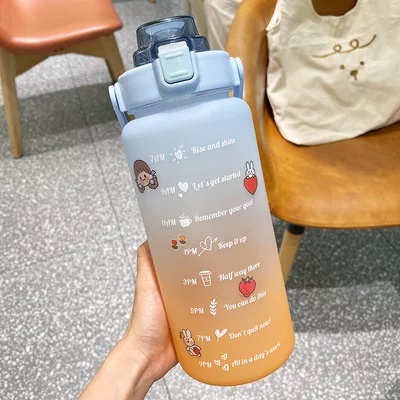 Botol Minum 2 Liter Botol Minum Viral Pelangi 2 L Botol Minum Korea Besar Motivasi 2000 ML Anti Bocor Free Sticker