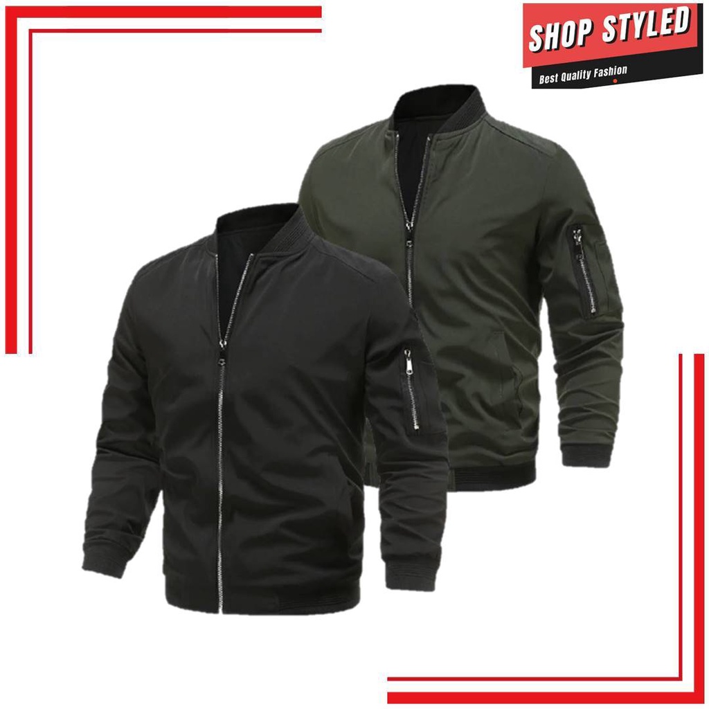 Jaket Pria Bomber Bahan Taslan Keren Biker Turing Hangat Anti Air Waterproof Dewasa Windproof Polos 