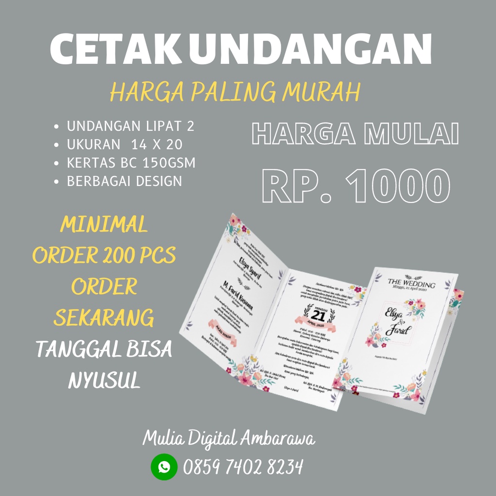 Undangan Murah Kertas BC 150gsm