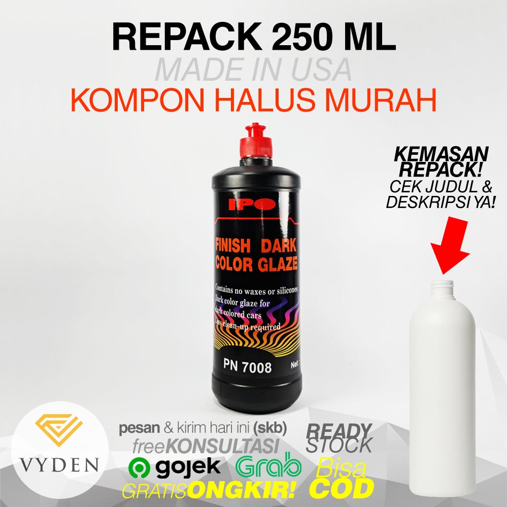 IPO FINISH DARK COLOR GLAZE 250ml Repack Kompon Halus Swirl Baret USA