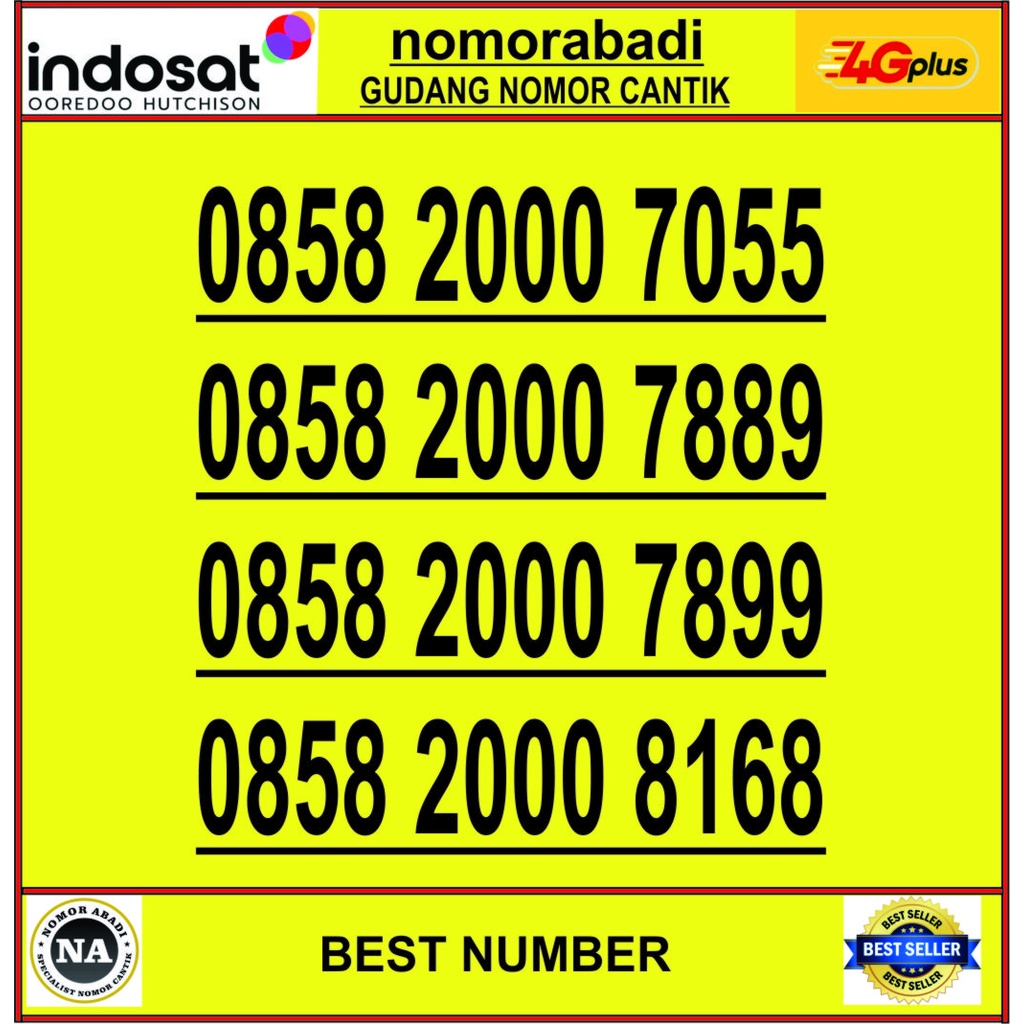 nomorcantik indosat 4G 0858 2000 xxxx h1000