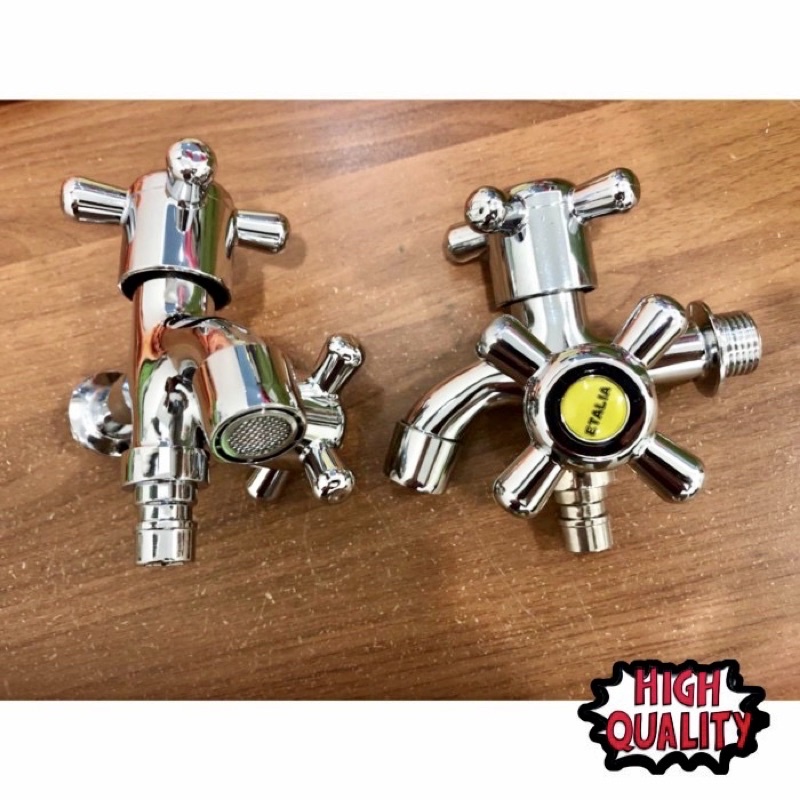 KRAN 2KEPALA NIKEL 1/2” cabang2 Keran air shower 2 kepala etalia Keran cabang 2 kepala Kran air caba