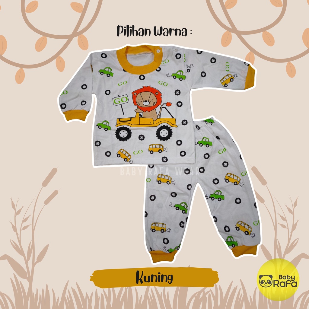 Setelan Piyama Baju Bayi Panjang 3 - 18 Bulan merk VIORI motif Lion Car