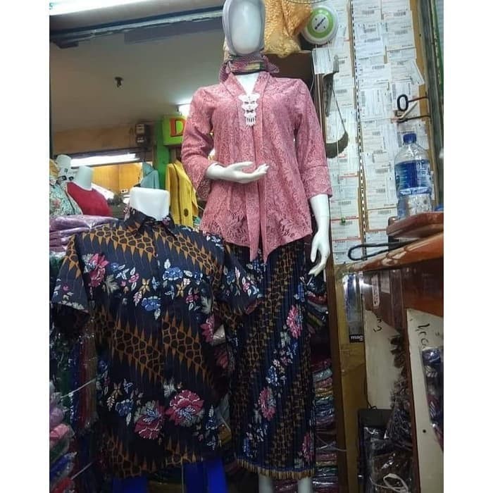 couple floy brukat set dan kemeja batik lengan pendek terbaru new fashion