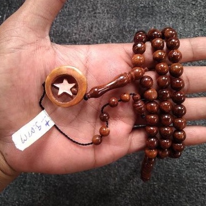 tasbih kokka bulat coklat bulan bintang ± 9 mm ( 9mm ) 99 butir (kauka kaukah pukah pukaha kuka koka )