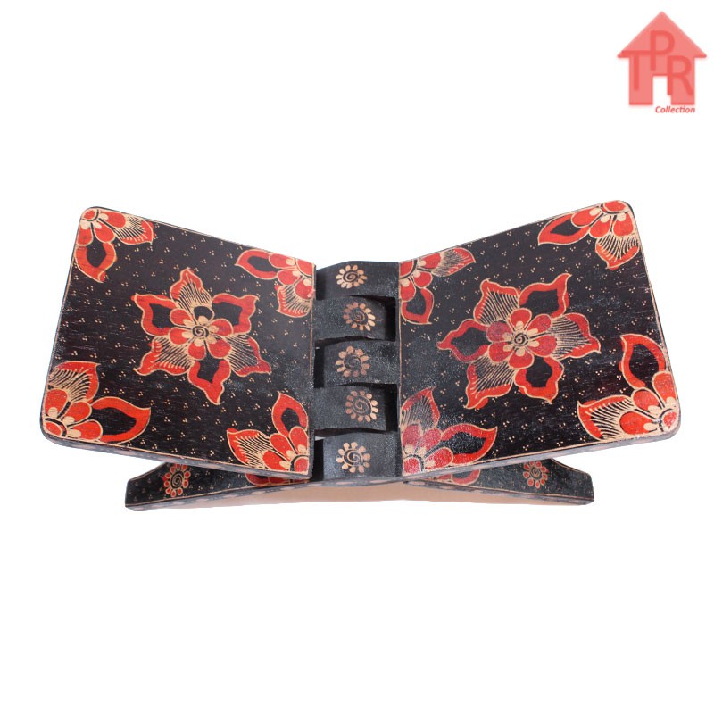 Rekal | Stand Buku Kayu Batik / Motif Bunga Mekar - L