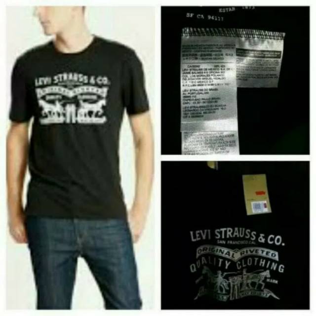 Kaos Levis Original Hitam Two Horse Putih