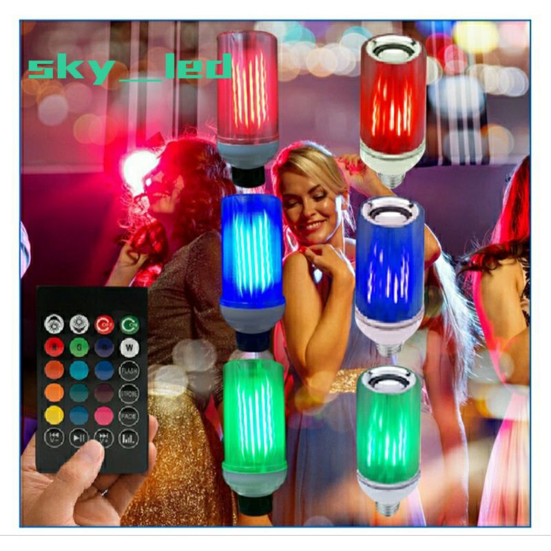 Bohlam Speaker Musik  2 in 1 - Lampu Api Speaker LED/lampu disco sensor suara/