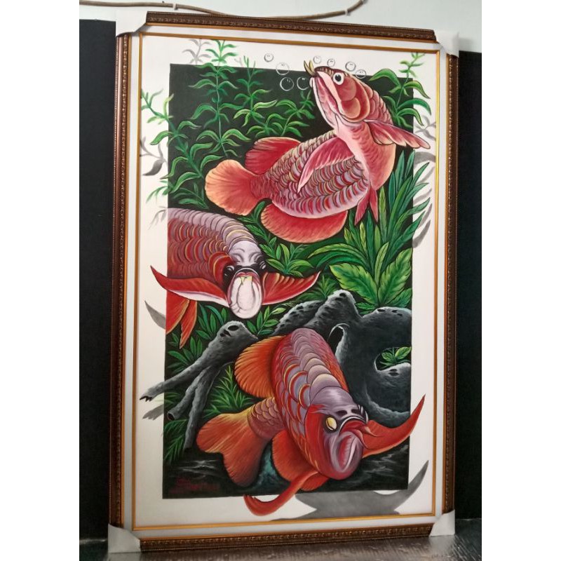 lukisan ikan arwana 3D