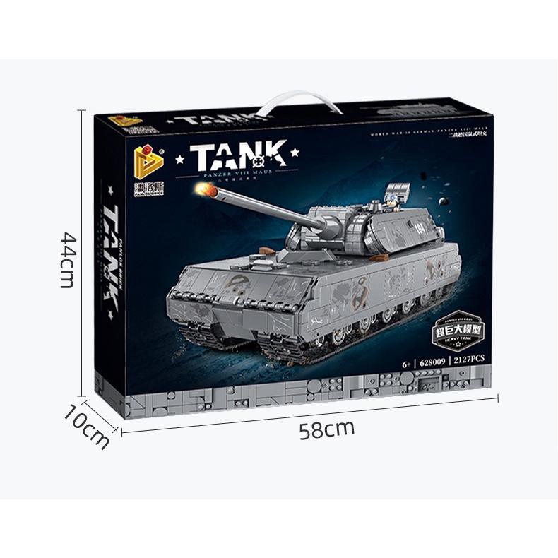 Brick Panlos 628009 Tank Panzer VIII MAUS Militery War Mainan Anak Building Block Militer Perang