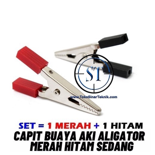 Capit Buaya 1 Set Merah - Hitam Jepit Alligator Clip Klip Klem Clamp Mini Merah Hitam Set Jumper BA-107G