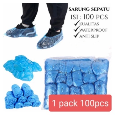 plastic shoes cover sarung sepatu medis anti bakteri anti kuman isi 100pcs