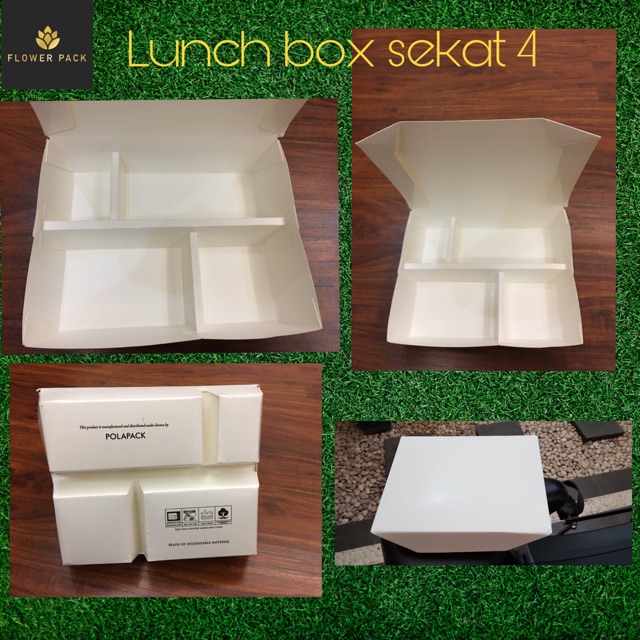 Lunch box sekat 4/ Lunchbox sekat 4/ kotak makan kertas sekat 4/ kotak