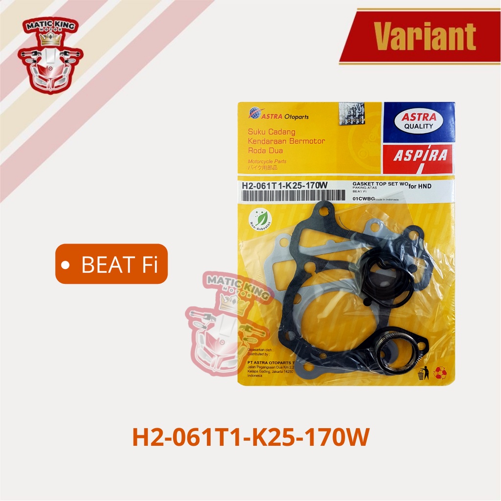 Paking gasket topset Honda Beat Street pop Scoopy Vario 110 Fi ESP Starter Halus Karburator asli ASPIRA H2-061T1-K44-170W