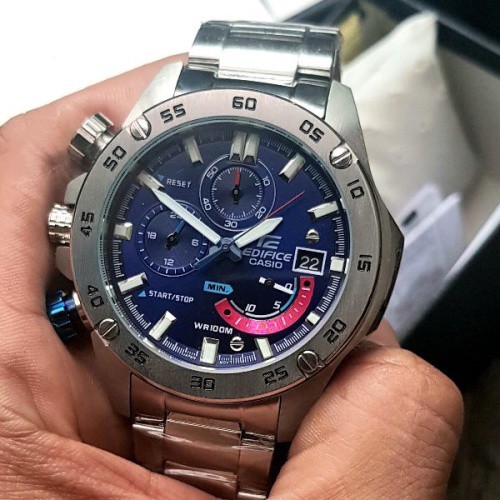 Jam Tangan Casio Edifice Chronograph EFR-558 Stainless Silver Blue