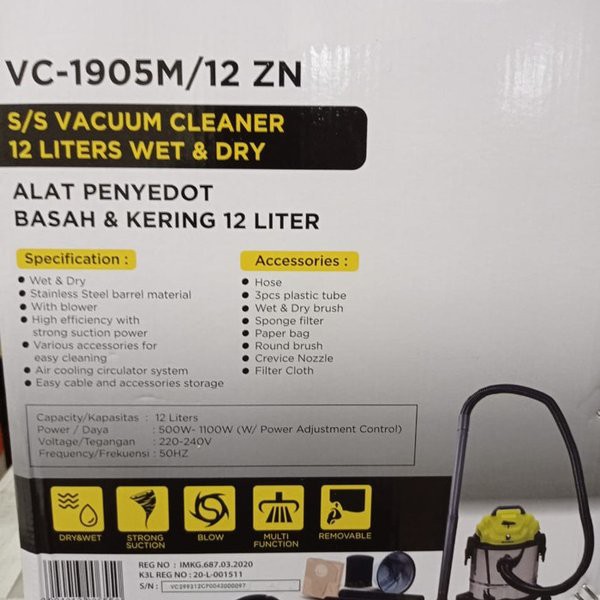 (PENGIRIMAN KHUSUS JNT/JNE/DLL) Vacuum Cleaner Mayaka 12 Liter VC 1905M/12ZN