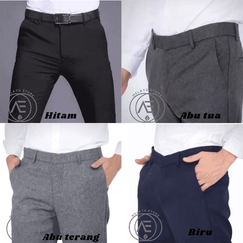 CELANA KANTOR FORMAL PRIA SLIMFIT BAHAN DASAR KAIN WOLL KUALITAS