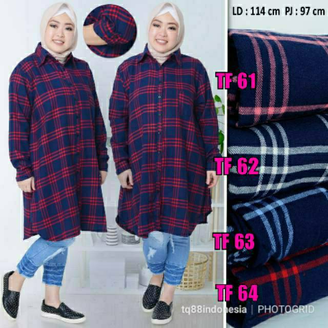 Tunik flanel jumbo/tunik flanel/tunik jumbo/tunik kotak kotak/tunik/tunik kemeja/tunik terbaru/tunik