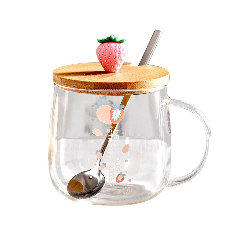 Gelas Cangkir Teh Kopi Coffee Mug Strawberry Desain 330ml