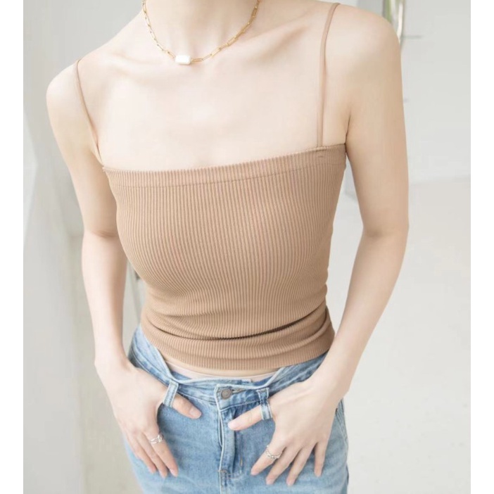 Tanktop 19 tank top atasan crop kemben strapless bra pakaian wanita rib knit dengan cup multiway-5