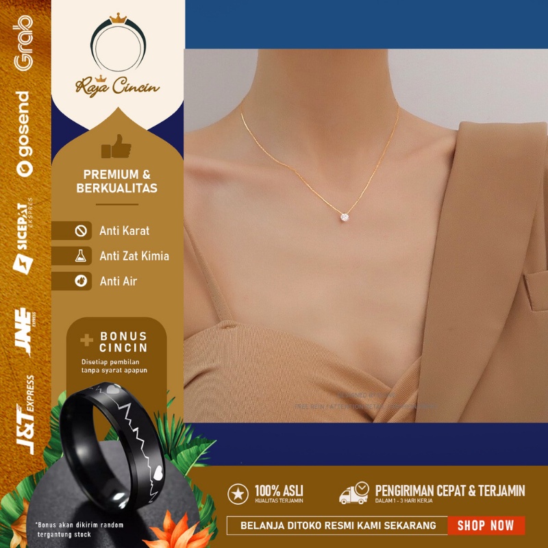 Kalung Titanium Wanita Artis Nagita Anti Karat  Asli Cewek Korea Elegan Mewah Premium 0005D2