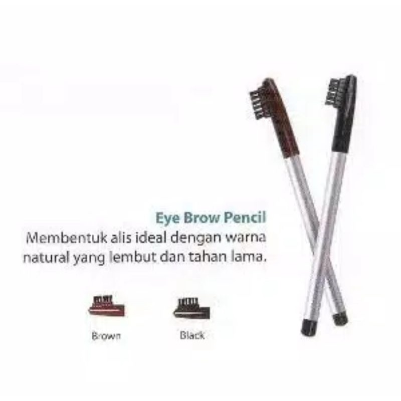 Wardah Eye Brow Pencil With Brush Pensil Alis Coklat dan Hitam Sikat