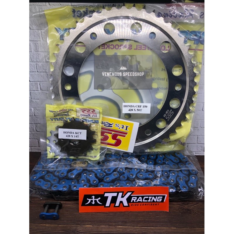 Gearset SSS 428 Rantai TK Racing Biru/Blue CRF