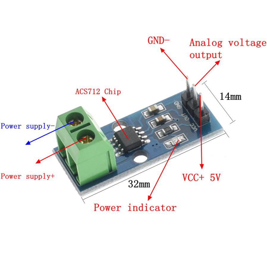 SENSOR ARUS ACS712  ACS712ELC-30A 30A AC DC Pendeteksi Modul Module Hall Current Ampere Arduino