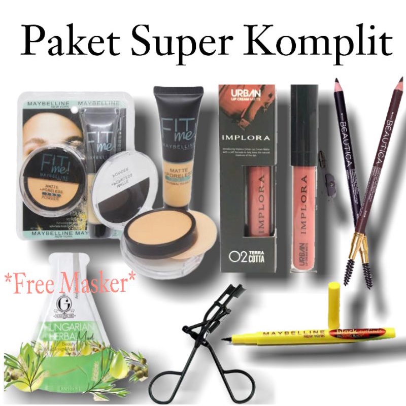 Paket Kosmetik Maybelline Fit Me 2 In 1 Fondation Lengkap Murah Set - 6 In 1 - Paket Makeup Murah - 