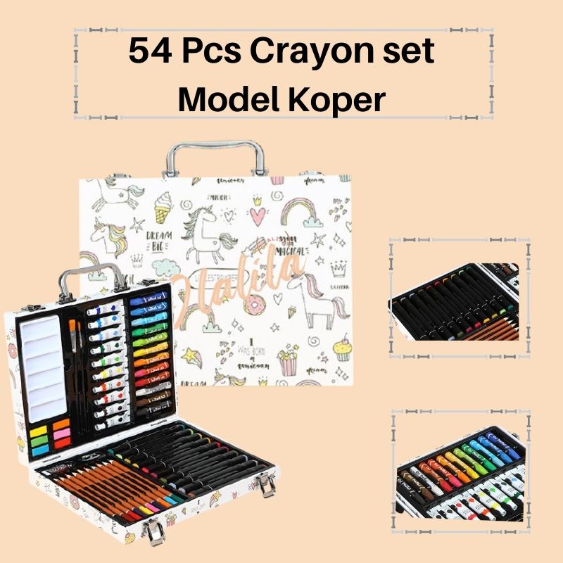 

Crayon set Koper 54 pcs Cat warna Perlengkapan Sekolah Menggambar Anak Isi Krayon