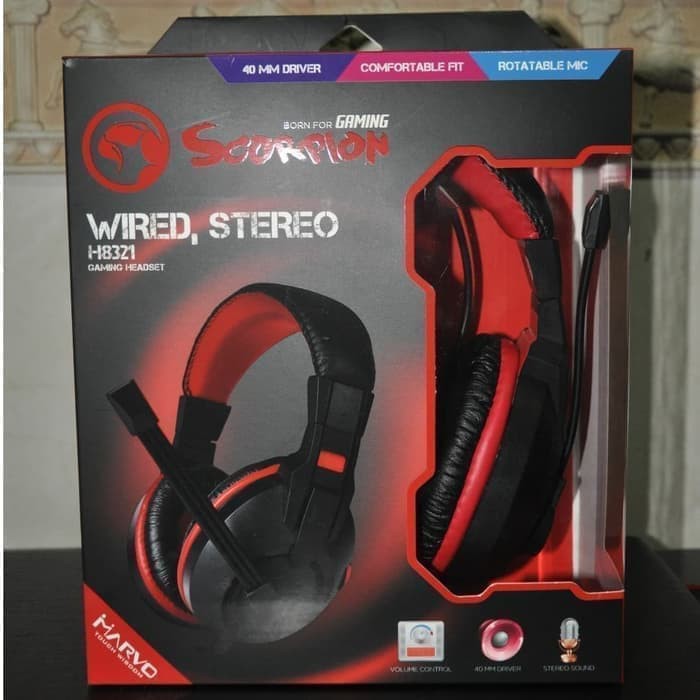 Marvo Scorpion H8321P Headset Gaming - Original - Merah Gaming Headset