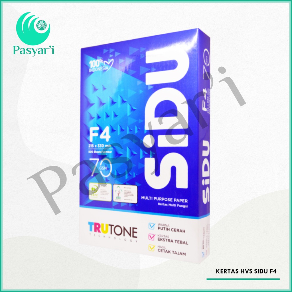 

Kertas HVS Sidu F4 70 gsm Per 50 lembar
