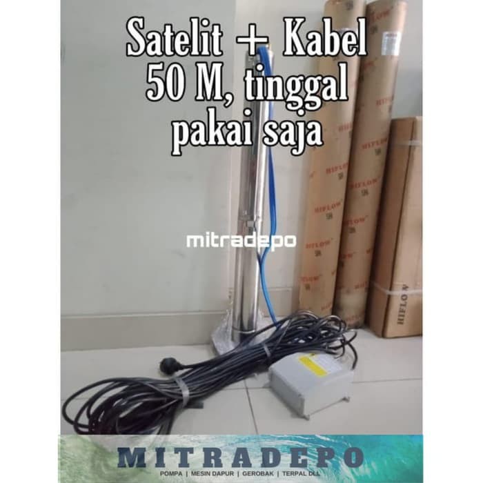 1Hp(3")Noril+KABEL 50MTR Pompa Satelit / Submersible Pump Hiflow