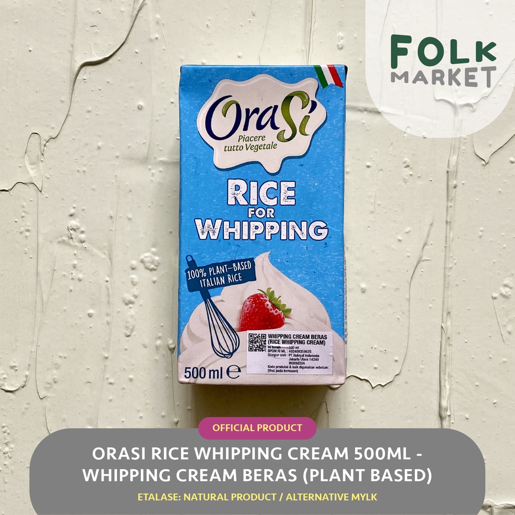 ORASI Rice Whipping Cream 500ml - Whipped Krim Beras  (Plant Based)